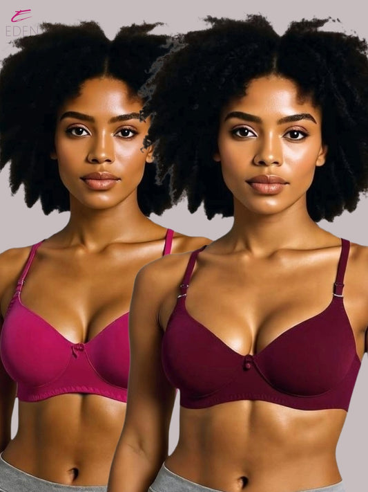 Wirefree ,Non Padded, Cotton ,Medium Coverage, Tshirt Bra ,Magenta-Maroon