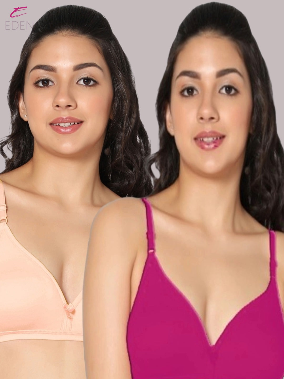 Wirefree, Non Padded, Cotton, Medium Coverage ,Tshirt Bra, Magenta-Skin