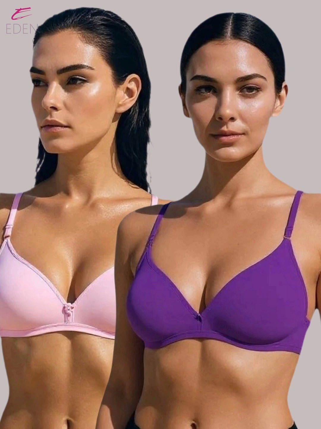 Wirefree, Non Padded, Cotton, Medium Coverage, Tshirt Bra ,Purple-Pink