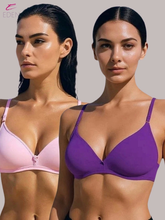 Wirefree, Non Padded, Cotton, Medium Coverage, Tshirt Bra ,Purple-Pink