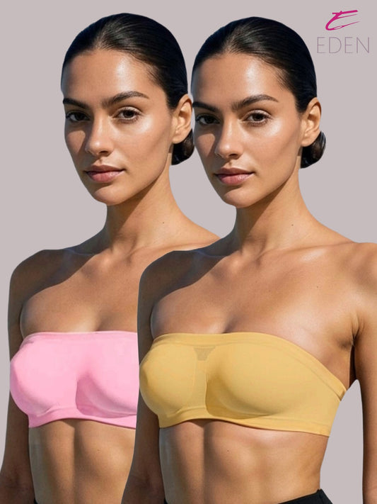 Non Padded, Non-Wired, Simply Soft, Strapless , Seamless, Bandeau Bra ,Slip On ,Nylon,Pink