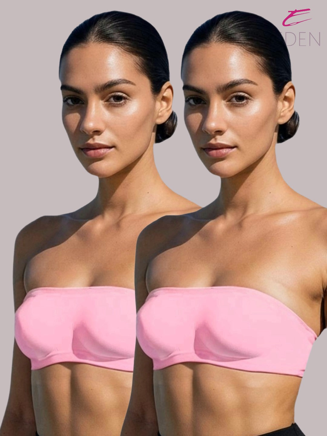 Non Padded, Non-Wired, Simply Soft, Strapless , Seamless, Bandeau Bra ,Slip On ,Nylon,Pink