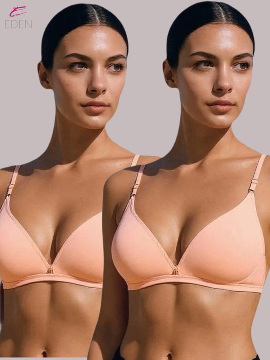 Wirefree, Non Padded, Cotton, Medium Coverage, Tshirt Bra ,Peach