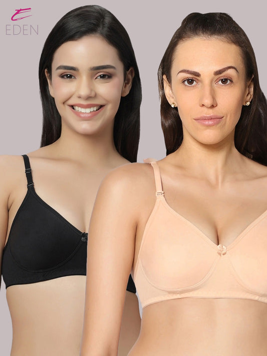 Lightly Padded, Non-Wired ,Simply Soft, T-Shirt Bra,Navyblue-Skin