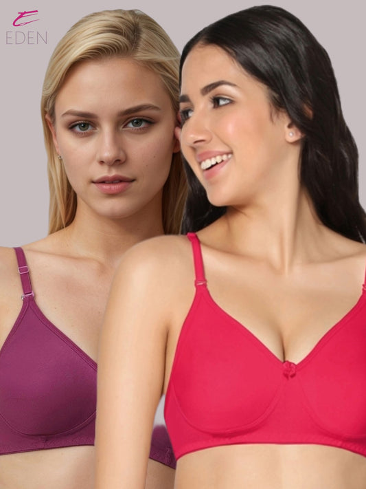 Lightly Padded, Non-Wired, Simply Soft, T-Shirt Bra ,Magenta-Wine
