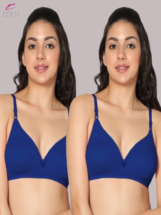 Wirefree, Non Padded, Cotton, Medium Coverage ,Tshirt Bra, Royalblue