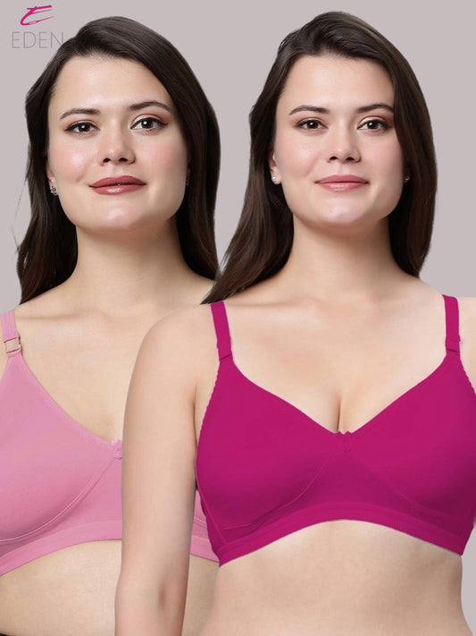 Non Padded, Plus Size ,Super Combed ,Cotton Stretch, Full Coverage, Everyday Bra, Onionpink-Magenta