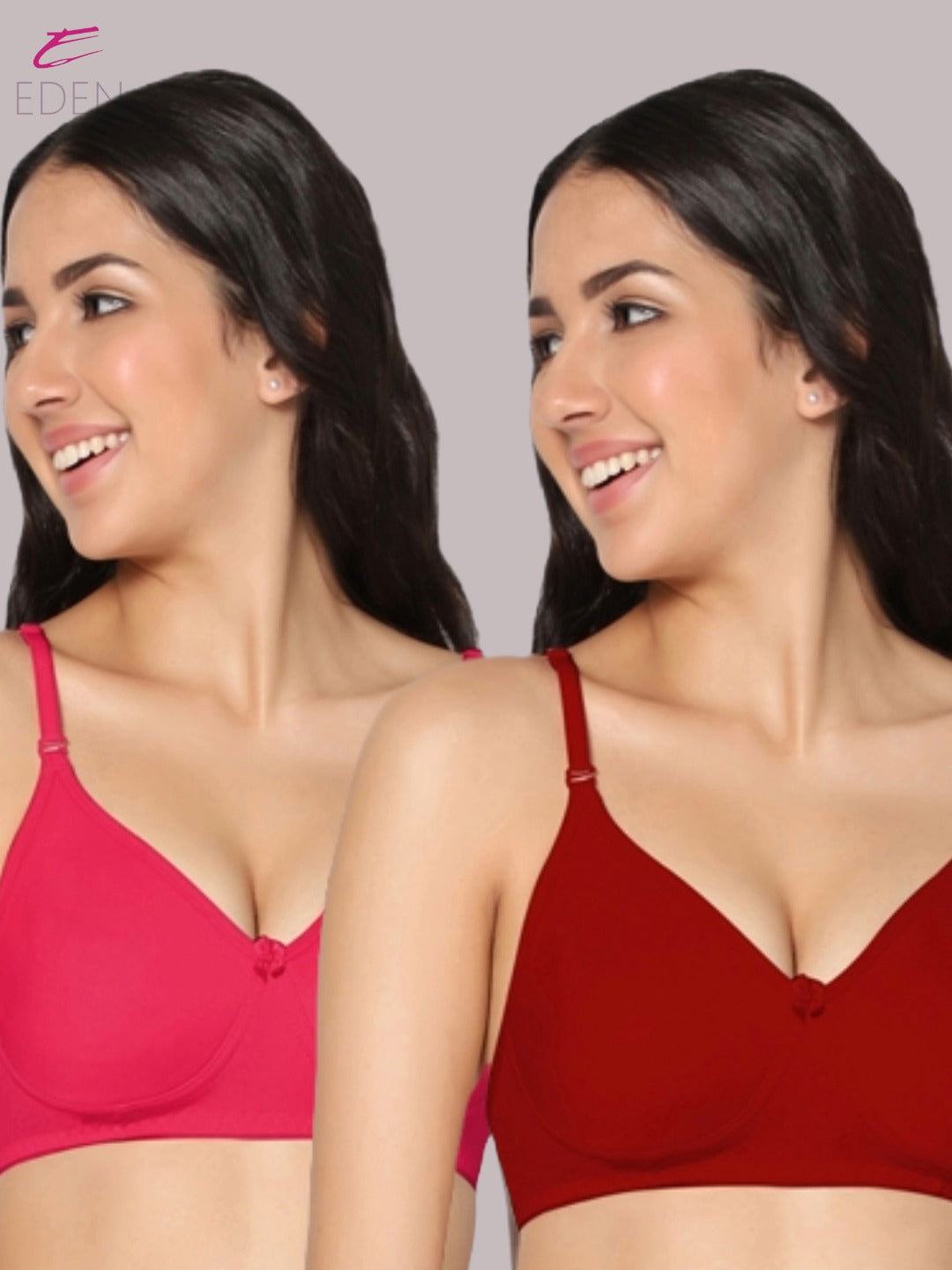 Lightly Padded, Non-Wired, Simply Soft, T-Shirt Bra ,Magenta-Red
