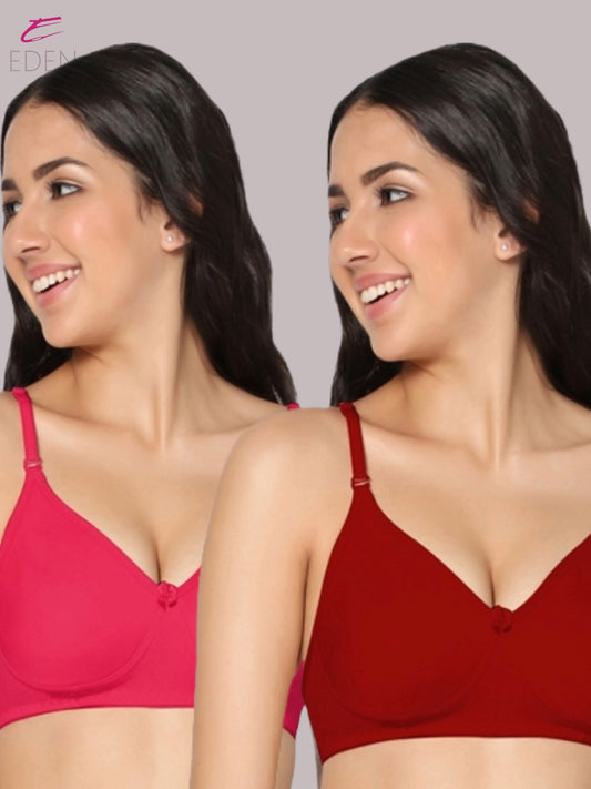 Lightly Padded, Non-Wired, Simply Soft, T-Shirt Bra ,Magenta-Red