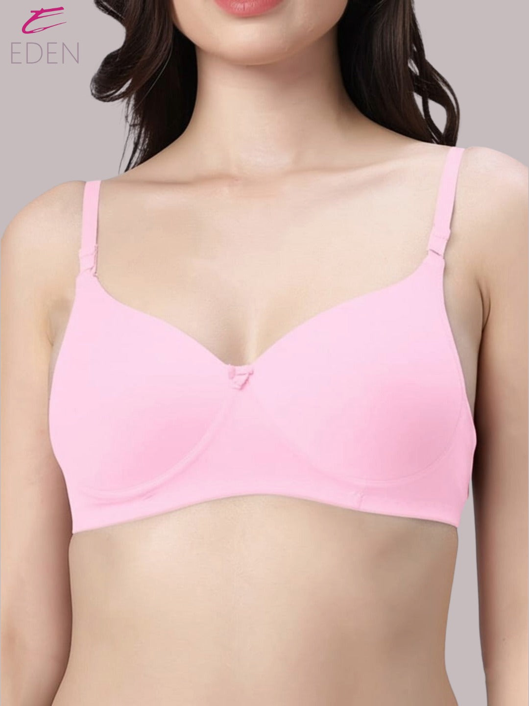 Wirefree ,Padded ,Plus Size, pc interlock, Medium Coverage, Tshirt Bra,Pink