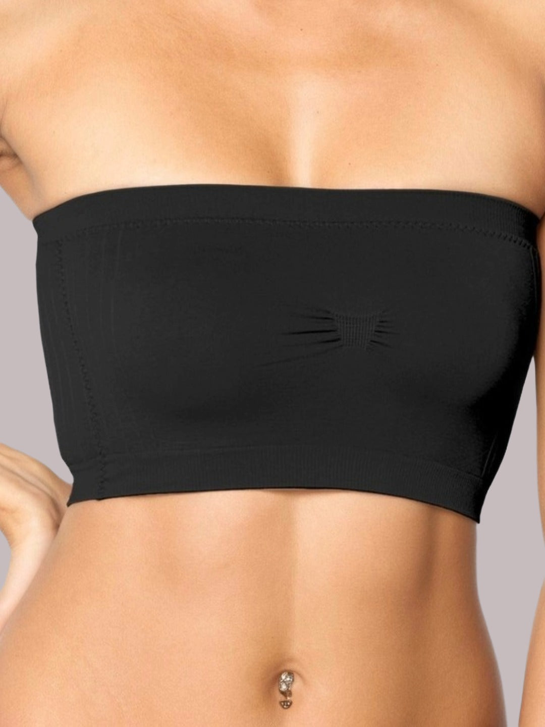 soft Padded, Non-Wired, Simply Soft, Strapless , Seamless, Bandeau Bra ,Slip On ,Elastane fabric,black