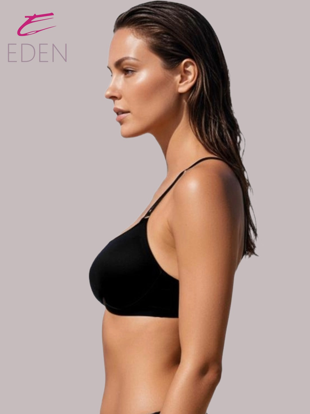 Padded, Non-Wired, Medium Coverage, Soft Cups, Invisi Neckline, polyamide, T-Shirt Bra, Black