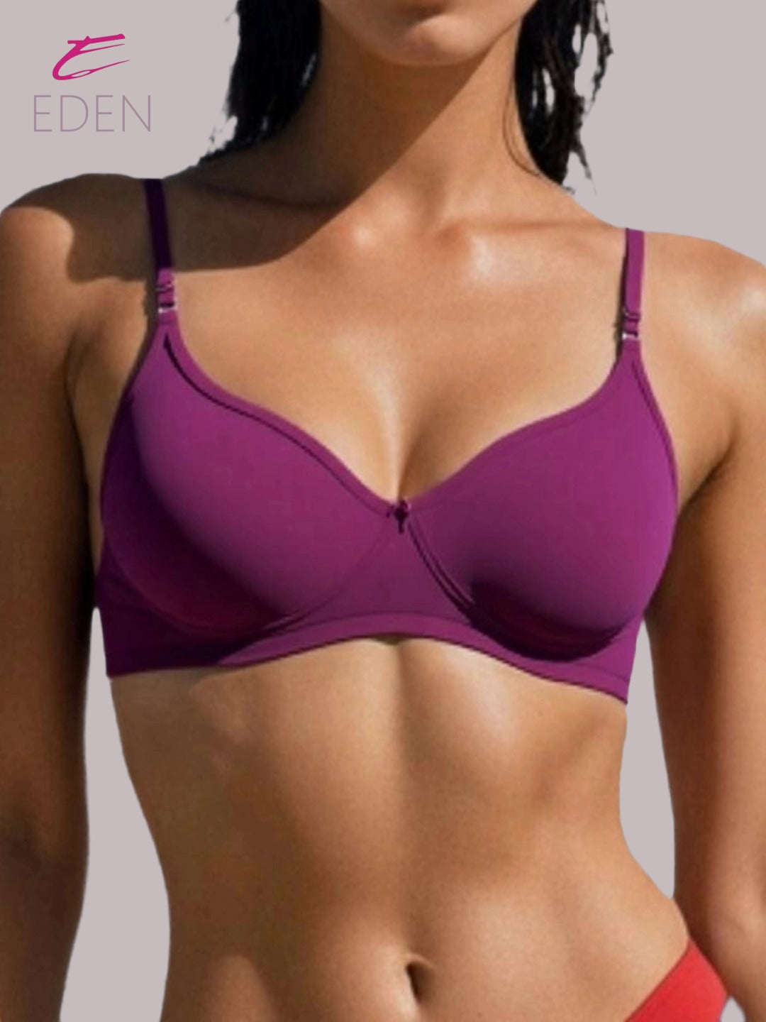 Wirefree ,Non Padded, Cotton ,Medium Coverage, Tshirt Bra ,Wine