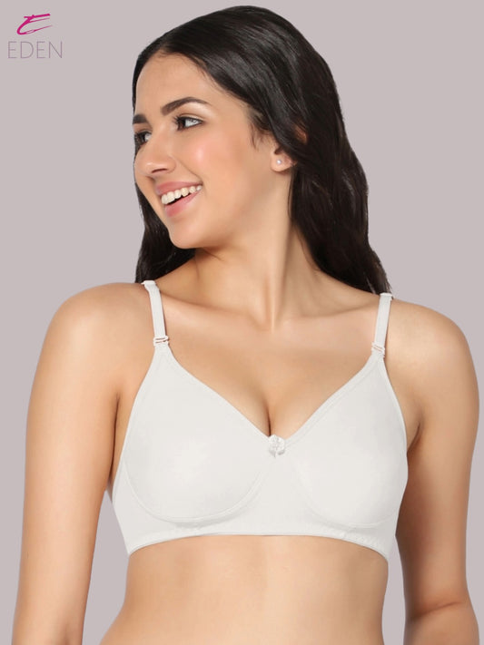 Lightly Padded, Non-Wired, Simply Soft, T-Shirt Bra ,White