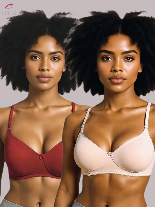 Wirefree ,Non Padded, Cotton ,Medium Coverage, Tshirt Bra ,Skin-Red