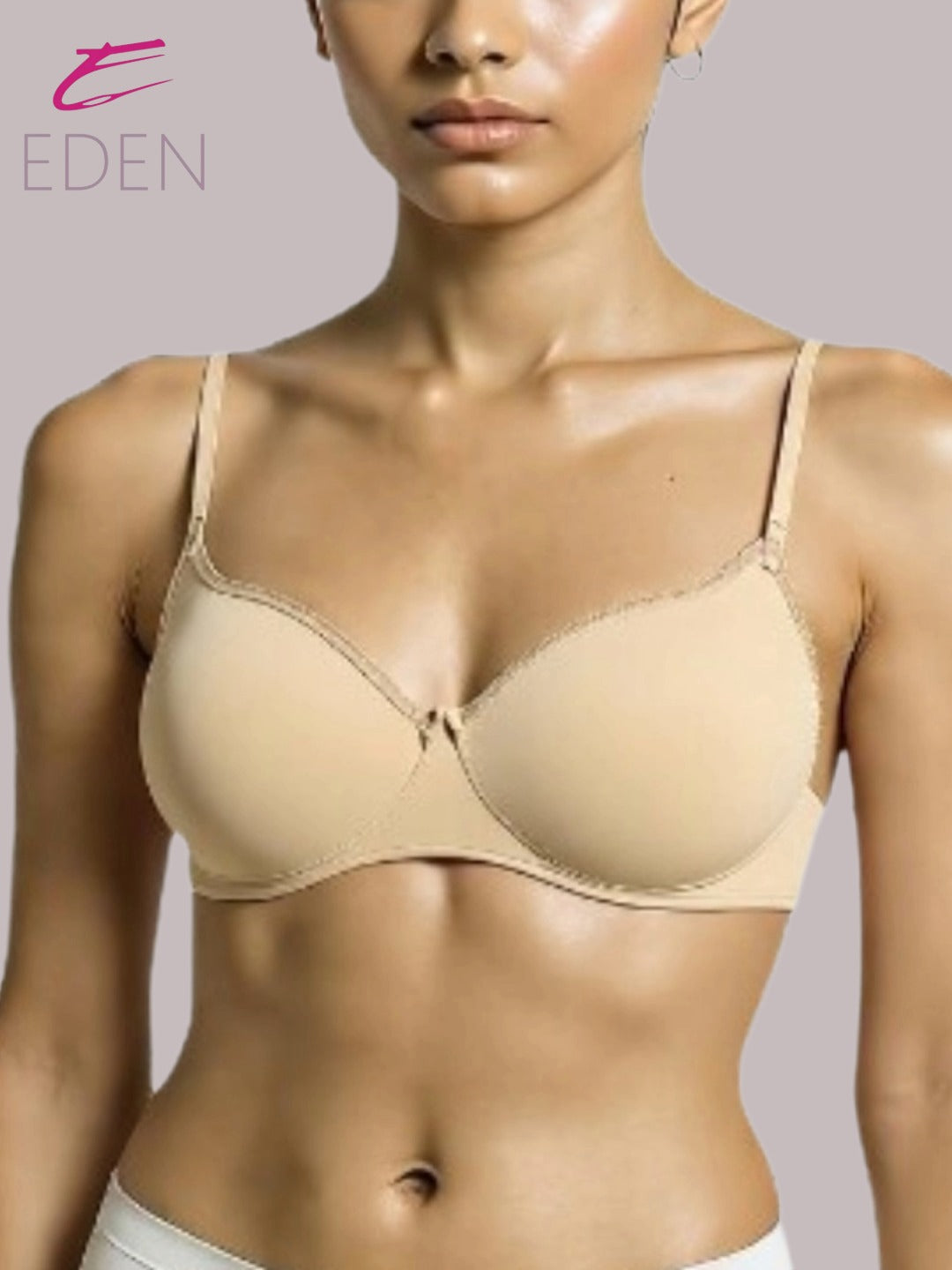 Wirefree,Padded, Plus Size, Cotton ,Medium Coverage, Tshirt Bra, Lace Styling, Skin