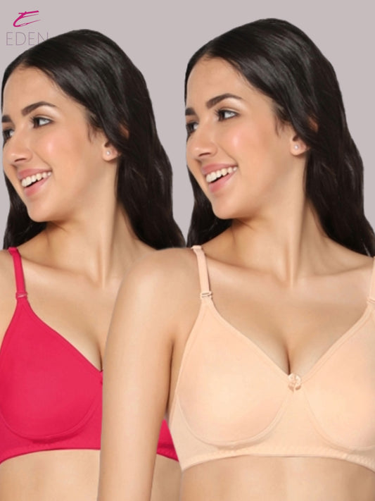 Lightly Padded, Non-Wired, Simply Soft, T-Shirt Bra ,Magenta-Skin
