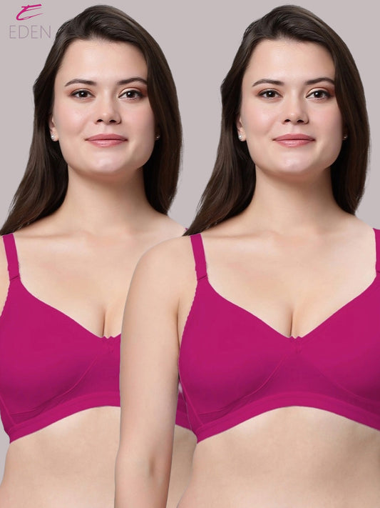Non Padded ,Plus Size, Super Combed ,Cotton Stretch ,Full Coverage, Everyday Bra,Magenta