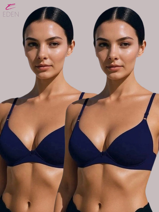 Wirefree, Non Padded, Cotton, Medium Coverage, Tshirt Bra ,Navyblue