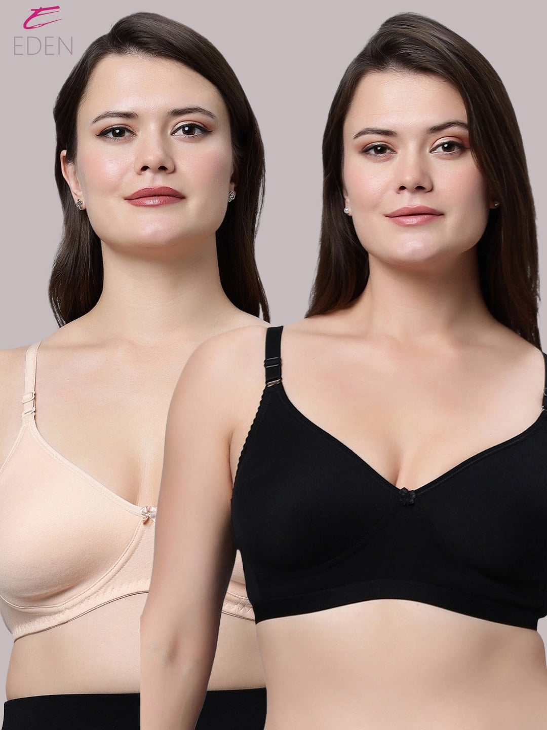 Non Padded, Plus Size, Super Combed ,Cotton Stretch, Full Coverage, Everyday Bra,Skin-Black