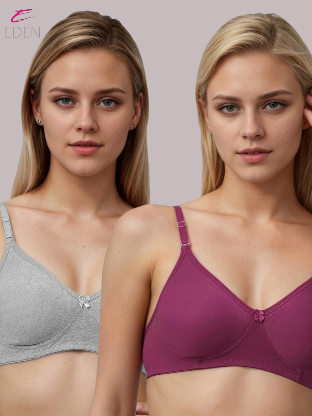 Lightly Padded, Non-Wired, Simply Soft, T-Shirt Bra ,Grey-Wine