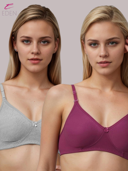 Lightly Padded, Non-Wired, Simply Soft, T-Shirt Bra ,Grey-Wine