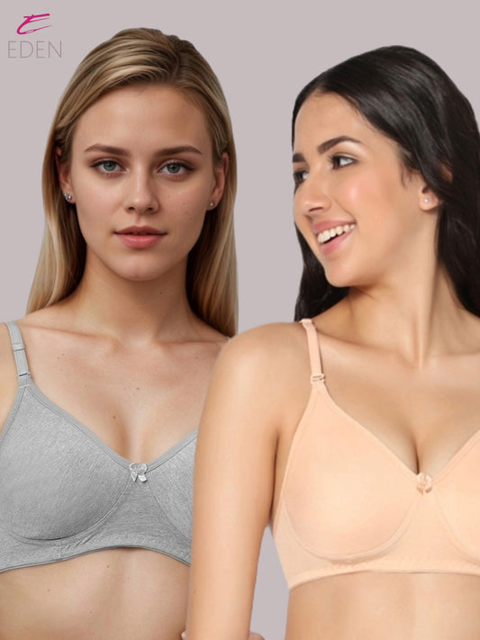 Lightly Padded, Non-Wired, Simply Soft, T-Shirt Bra ,Grey-Skin