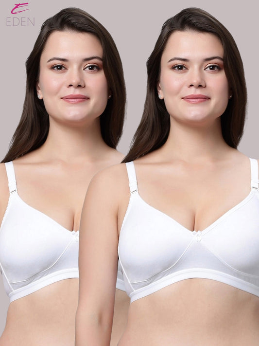 Non Padded, Plus Size, Super Combed,Cotton Stretch, Full Coverage ,Everyday Bra ,White