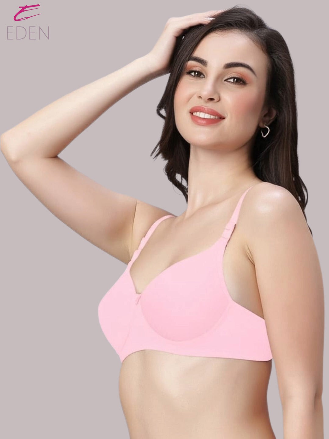 Wirefree ,Padded ,Plus Size, pc interlock, Medium Coverage, Tshirt Bra,Pink
