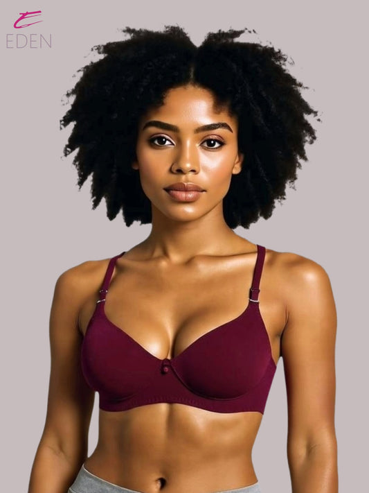 Wirefree ,Non Padded, Cotton ,Medium Coverage, Tshirt Bra ,Maroon