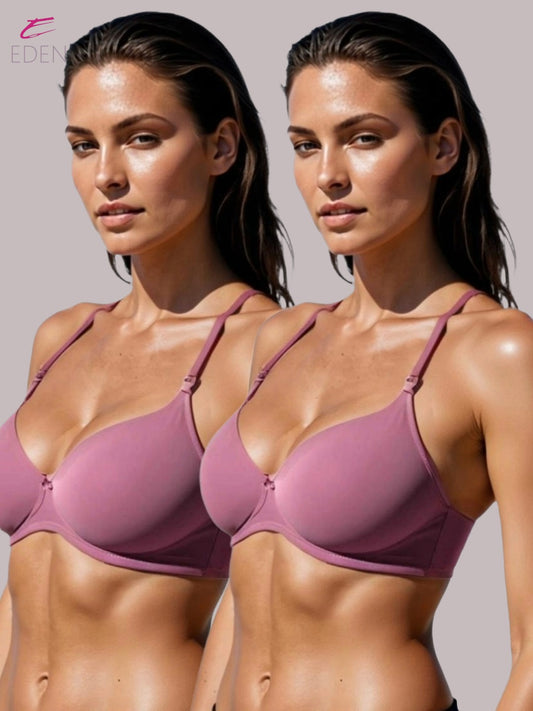 Padded ,Non-Wired, Medium Coverage, Soft Cups, Invisi Neckline, polyamide, T-Shirt Bra,Mauve