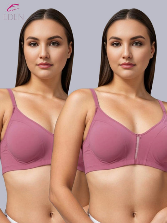 Non Padded, Plus Size, Super Combed, Cotton Stretch, Full Coverage ,Everyday Bra, Onionpink