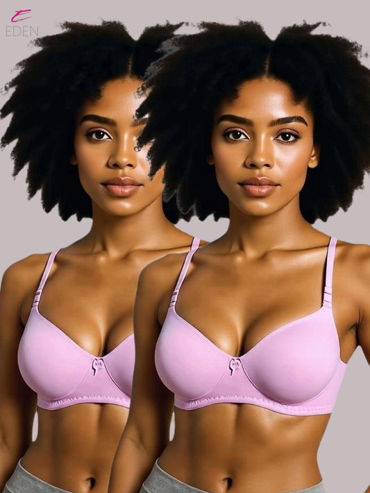 Wirefree ,Non Padded, Cotton ,Medium Coverage, Tshirt Bra ,Pink
