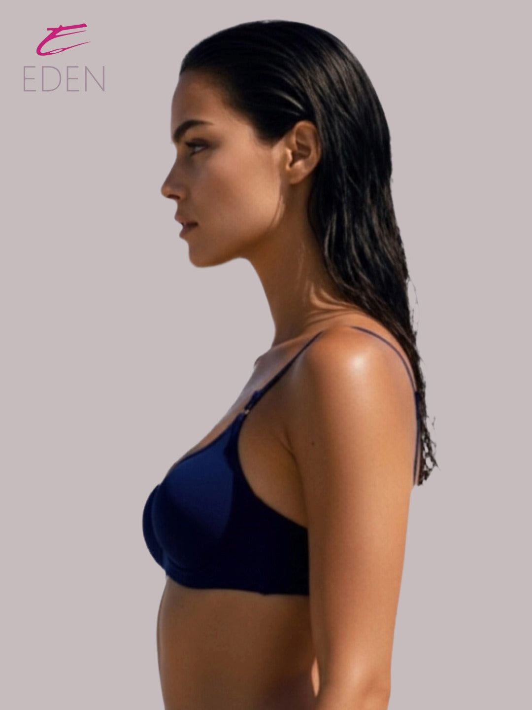 Wirefree ,Non Padded, Cotton ,Medium Coverage, Tshirt Bra ,Navyblue