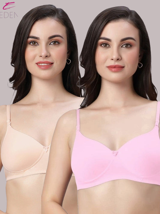 Wirefree ,Padded ,Plus Size, pc interlock, Medium Coverage, Tshirt Bra,Skin-Pink