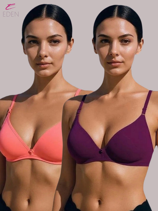 Wirefree, Non Padded, Cotton, Medium Coverage, Tshirt Bra ,Tomato-Wine