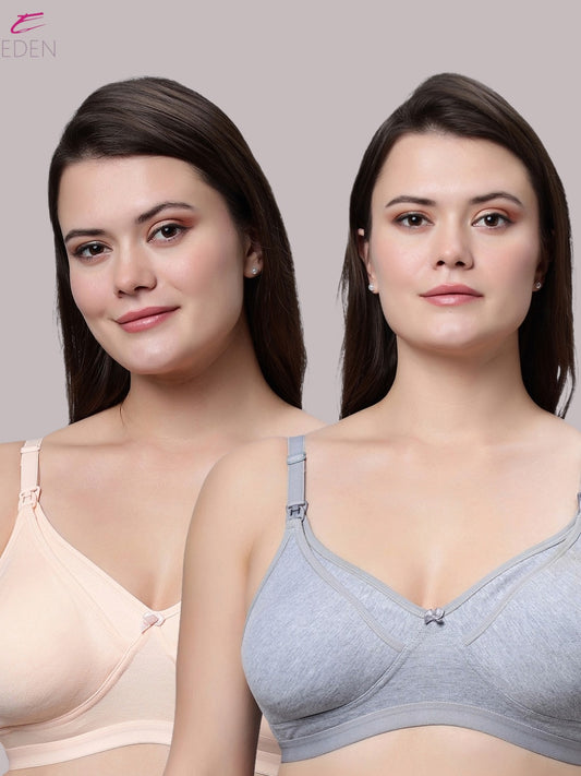 Non Wired, Non-padded ,Full Coverage, Maternity Bra, Grey-Skin