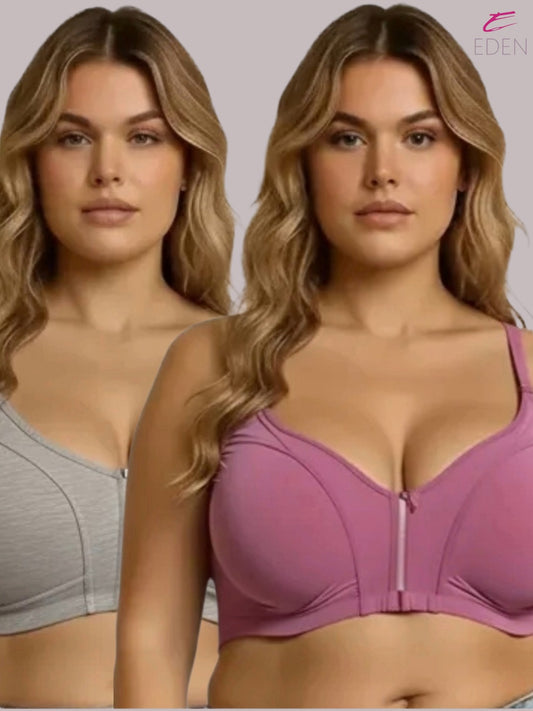 Eden,Plus Size ,Minimizer Bra ,Full Coverage ,Nonwired, Non Padded ,super support ,lacy bra,Mgrey-Mauvepink,Pack of 2