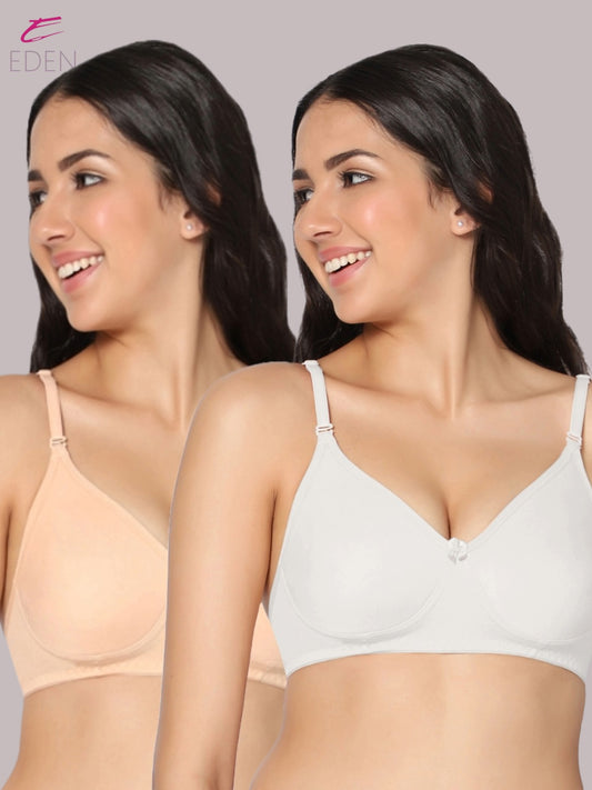 Lightly Padded, Non-Wired, Simply Soft, T-Shirt Bra ,White-Skin