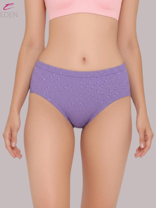 Medium Rise, Full Coverage,Hipster Panty ,Inner Elastic ,Purple