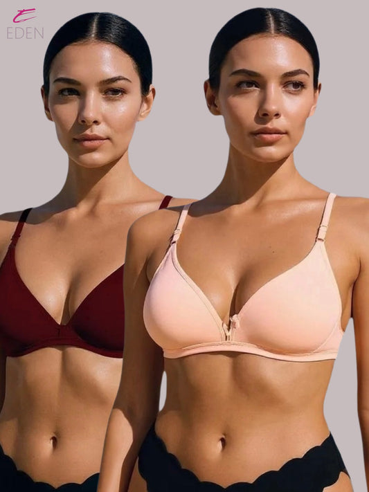Wirefree, Non Padded, Cotton, Medium Coverage, Tshirt Bra ,Skin-Maroon