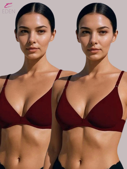 Wirefree, Non Padded, Cotton, Medium Coverage, Tshirt Bra ,Maroon