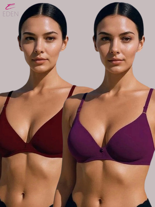 Wirefree, Non Padded, Cotton, Medium Coverage, Tshirt Bra ,Maroon-Wine