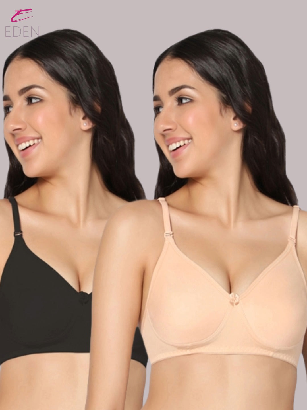 Lightly Padded, Non-Wired, Simply Soft, T-Shirt Bra ,Black-skin