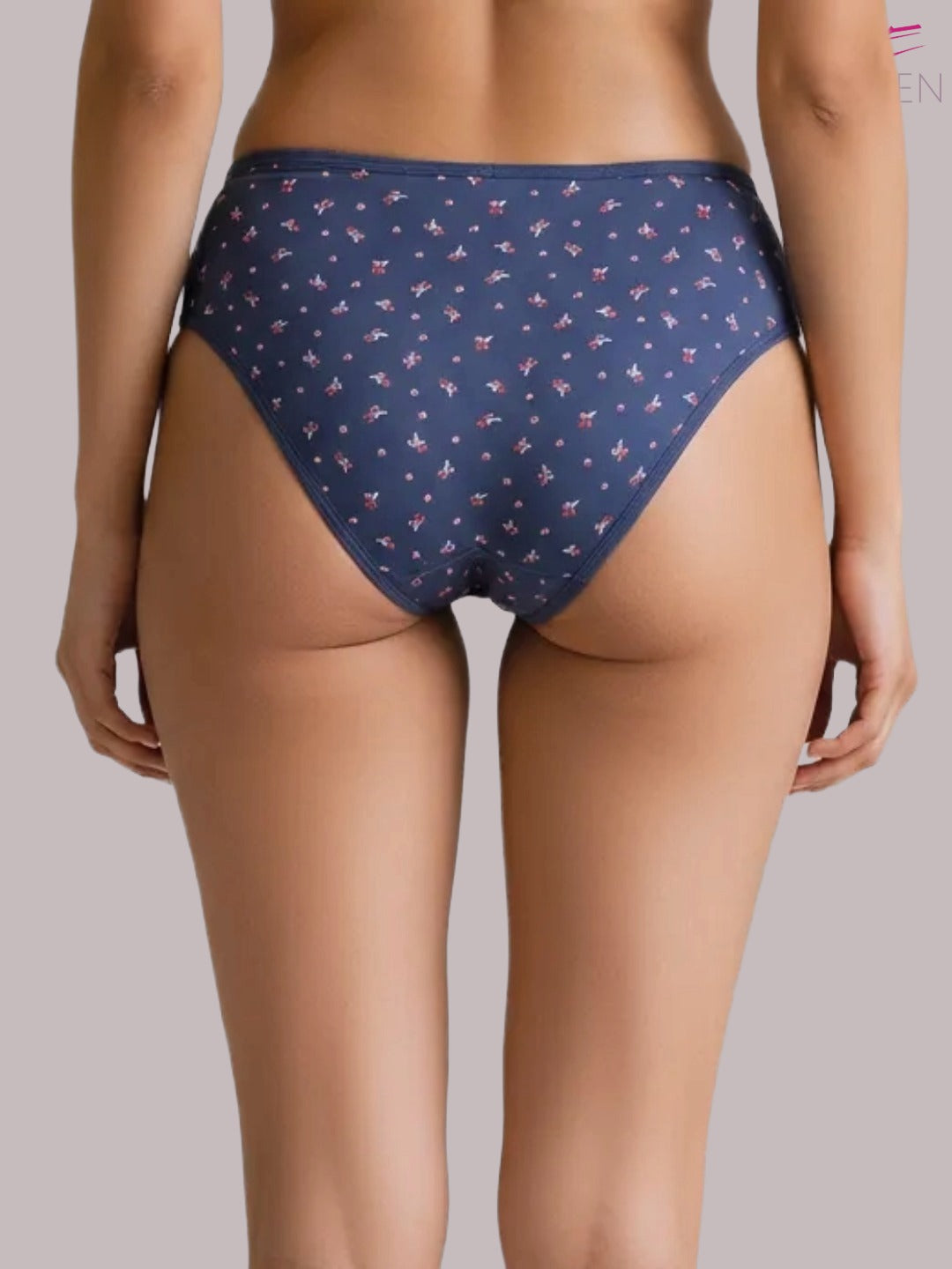 Eden ,Medium Rise, Full Coverage,  Outer Elastic,Printed,Hipster Panty-OE038 ,Blue