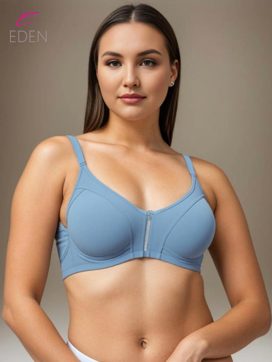 Non Padded, Plus Size, Super Combed, Cotton Stretch, Full Coverage ,Everyday Bra, Iceblue