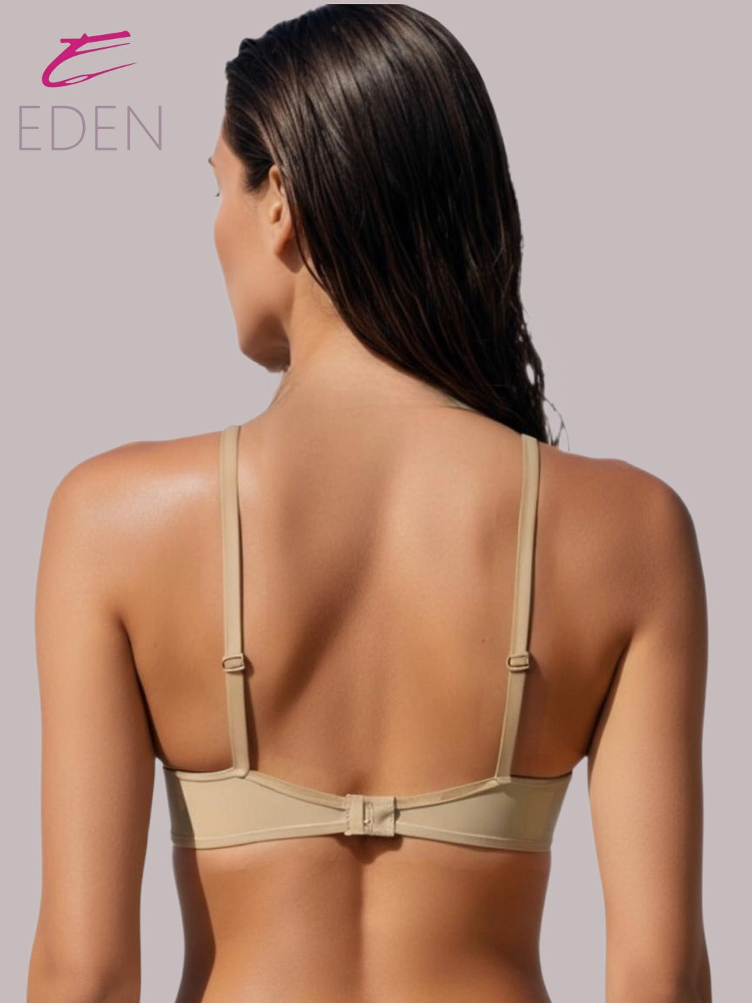 Padded, Non-Wired, Medium Coverage, Soft Cups, Invisi Neckline, polyamide, T-Shirt Bra, Beige