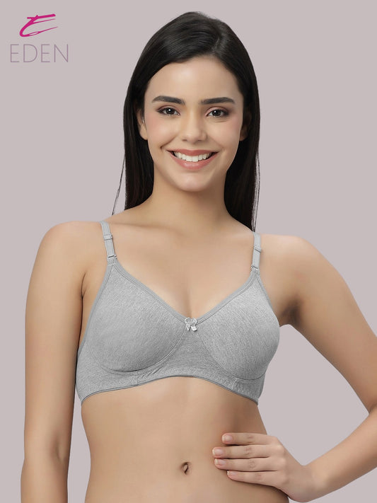Lightly Padded, Non-Wired ,Simply Soft, T-Shirt Bra,Grey
