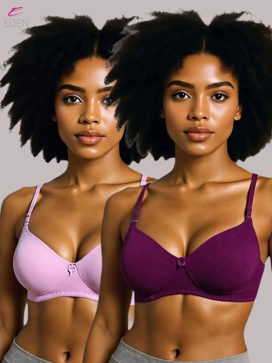 Wirefree ,Non Padded, Cotton ,Medium Coverage, Tshirt Bra ,Wine-Pink