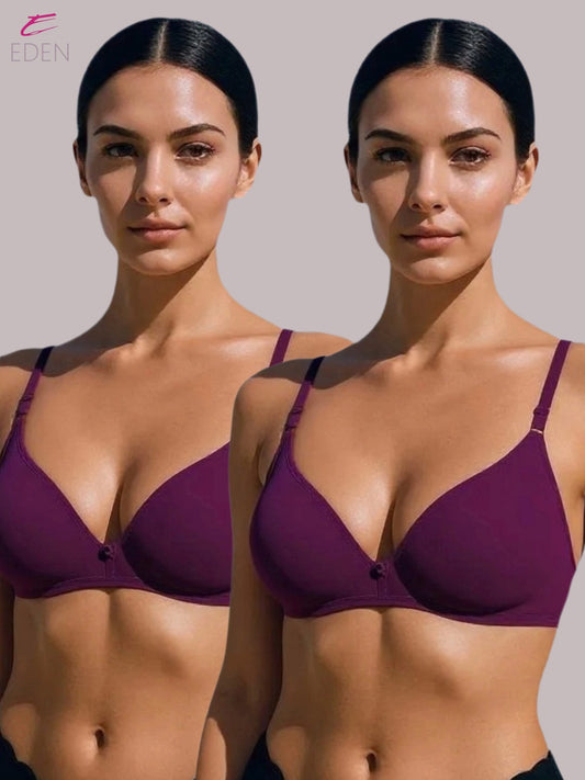 Wirefree, Non Padded, Cotton ,Medium Coverage ,Tshirt Bra,Wine